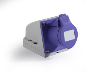 Złącze przemysłowe - zasilające 16A Gniazdo 20 → 25 V. 2P RS PRO Fioletowy Montaż ścienny IP44