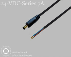 075909 DC cable with ferrules, 1500 mm, 2,5 mm, 24 V DC, 7 A