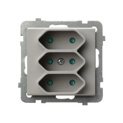 SONATA Gniazdo potrójne EURO z przesłonami torów prądowych kaszmir GP-3RP/m/82