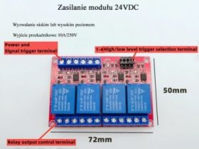 Przekaźnik z izolacją opto 24V; wejście LO/HI; 4P