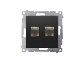 SIMON 54 Gniazdo komputerowe podwójne czarny 2xRJ45 kat.6 ekranowane D62E.01/49 KONTAKT SIMON
