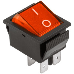 Przełącznik kołyskowy pojedynczy czerwony (DPST 4P) z podświetleniem