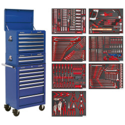 Sealey TBTPCOMBO5 Tool Chest Combi 14 Drawer - BB Runners - Ble &amp; Tool Kit 446pc