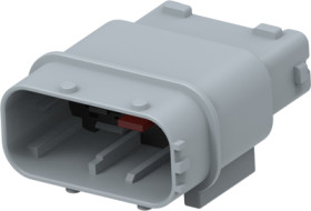 Plug, unequipped, 12 pole, straight, 2 rows, gray, 284844-2