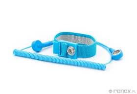 Opaska nadgarstkowa ESD, niebieska, z przewodem 1,8 m (zatrzask-zatrzask 10 mm)