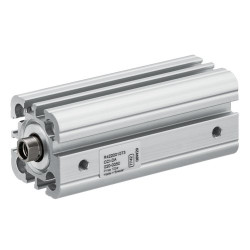 Pneumatyczny cylinder kompaktowy EMERSON – AVENTICS Ø 63 mm Dwustronne działanie Action 207.4 mm 150 mm CCI Guma