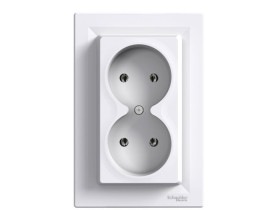 ASFORA Gniazdo podwójne bez uziemienia białe z ramką EPH9700221 SCHNEIDER ELECTRIC