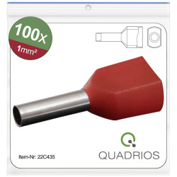Quadrios 22C435 Twin Ferrule 1mm&#xB2; Set Partially Insulated Red