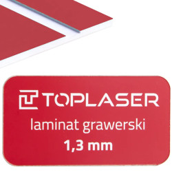 Laminat grawerski 1,3mm czerwono/biały 801 formatka 600x300mm 60x30cm do obróbki laserowej