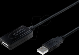 UA0143 USB 2.0 cable, USB-A/M to USB-A/F, amplifier, black, 10 m