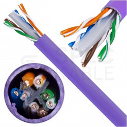 Kabel sieciowy U/UTP kat.6 skrętka 4x2x0,51mm wewnętrzny Eca PVC fioletowy DIGITUS