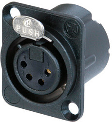 XLR panel socket, 4 pole, gold-plated, 1.5 mm², AWG 16, zinc die casting, NC4FD-LX-B