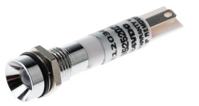 Lampka kontrolna do montażu panelowego, biała 8mm LED Chrom Końcówka lutownicza RS PRO