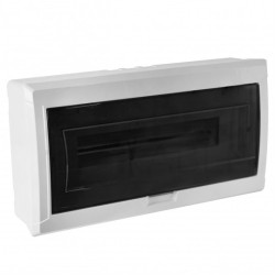 Rozdzielnica natynkowa S-18 (N+PE) 1x18 modułów IP40 410x220x100mm drzwi transparentne dymne NEKU