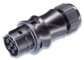 RST20i5 wtyk żeński 3-fazowy, 5-stykowy na przewód, zaciski śrubowe 0,75-4mm2 20A 400VAC IP68 dławica 10-14mm 96.051.4153.1 WIEL