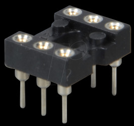 IC socket, 6-pin, super flat, turned, gold-plated