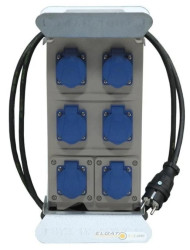 Rozdzielnica budowlana elCARRY C16U-0006 IP44 w stojaku, 2m H07RN-F 3G2,5 (OPD) z wtyczką UNI 230V 16A, 6x gniazdo GK 230V 16A 4