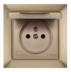 PREMIUM Gniazdo pojedyncze z/u 16A 250V IP44 z klapką piaskowy metalizowany GPT-16 PrH