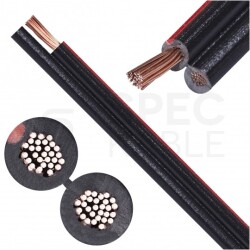 Kabel głośnikowy płaski SMYp 2x0,75mm2 Cu czarny Elektrokabel
