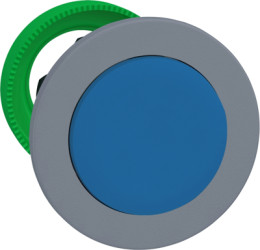 Pushbutton, unlabeled, unlit, groping, waistband round, blue, front ring light gray, mounting Ø 30.5 mm, ZB5FL6C0