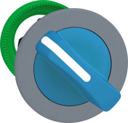 Toggle switch, 2 positions, unlit, groping, waistband round, blue, front ring gray, 90°, mounting Ø 30.5 mm, ZB5FD406C0