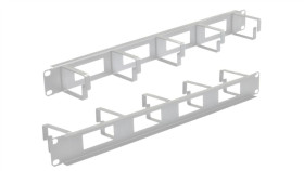 Organizator Kabli Rack 19 1U Metalowy Szary Z 5 Uchwytami I Przepustami