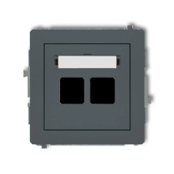 DECO Mechanizm gniazda multimedialnego podwójnego bez modułu (standard Keystone) grafitowy mat 28DGM-2P