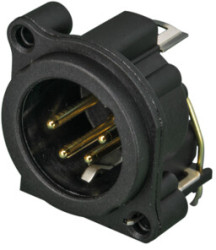 XLR panel plug, 4 pole, gold-plated, polyamide, NC4MAH