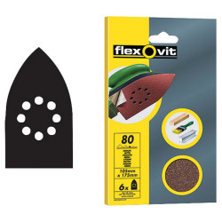 Flexovit 63642526404 Detail Hook &amp; Loop Sanding Sheets 105 x 175mm Medium 80G