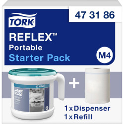 Tork 473186 Reflex Dispenser Plastic White Turquoise 1 Piece Portable &amp; Hygienic