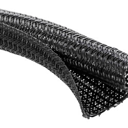 Plastic braided sleeve, range 3-4 mm, black, halogen free, -55 to 155 °C, BYB-5-91F9755, package with 3 meters