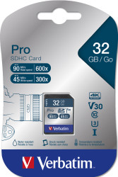 Karta SD SDHC, 32 GB HC, Verbatim PRO -25 → +50°C 600x