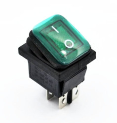 KCD4-G przełącznik kołyskowy hermetyczny podświetlany zielony ON-OFF; 16A / 250V