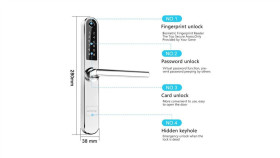 Elektroniczny Zamek Do Drzwi Smartlock Rcf Slim Sz=38Mm (13,56Mhz Mifare, Kod...