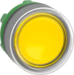 Pushbutton, for universal LED, illuminable, waistband round, yellow, front ring light gray, mounting Ø 22 mm, ZB5AW583C0