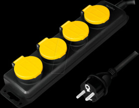 LPS212 Socket outlet, 4 sockets, outdoor, 1.4 m, black/yellow
