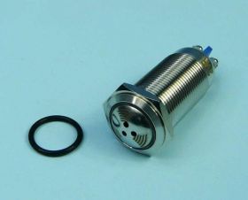 12V DC 18mm RED MIG. Z BUZZEREM KONTROLK