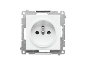 SIMON 55 Gniazdo pojedyncze z uziemieniem z przesłonami szybkozłącza biały mat TGZ1CZ.01/111 KONTAKT SIMON