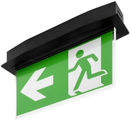 Oprawa ewakuacyjna podtynkowa SUPREMA D-std M 3H AT IP54 PT BLK + (E2, E3) / 93986