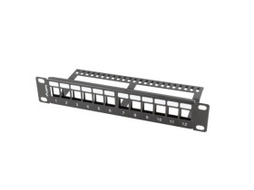 PATCH PANEL PUSTY 12 PORT 1U 10 Z ORGANIZEREM DO MODUŁÓW KEYSTONE CZARNY LANBERG