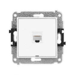 ICON Mechanizm gniazda komputerowego pojedynczego 1xRJ45, kat. 6, 8-stykowy, bez pola opisowego biały mat 25IGKBO-3