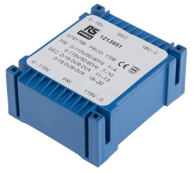 Transformator do druku 2 x 18V ac 115 → 230V ac 2 wyjścia Do montażu na płytce drukowanej 18VA