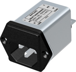 IEC plug C14, 50 to 60 Hz, 1 A, 250 V (DC), 250 VAC, 5.4 mH, faston plug 6.3 mm, B84773A0001A000