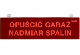 Tablica ostrzegawcza, podświetlana, dwustronnie, 230V, OPUŚCIĆ GARAŻ NADMIAR SPALIN, Gazex TP-4.ds2/H2 53465