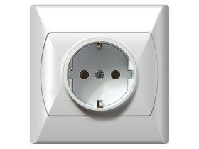 AKCENT Gniazdo pojedyncze z uziemieniem schuko biały GP-1AS/00 OSPEL