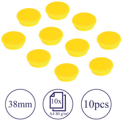 HM38 04 Magnets, 38 mm, yellow, 10 pieces