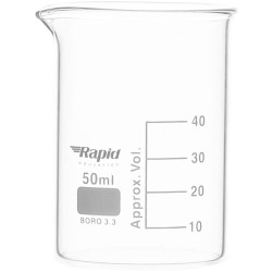Rapid EGL0126D Glass Beakers, Low form with Spout, 50 ml pack of 12
