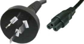 Device connection cable, China, plug type I, straight on C5 socket, straight, H05VV-F3G0.75 mm², black, 2.5 m, PRC/3-H05VVF3G075