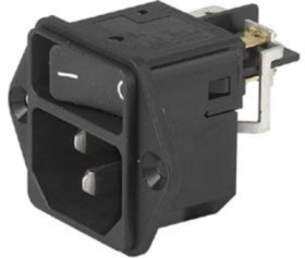 Combination element plug C14, 3 pole, screw mounting, plug-in connection, black, DC11.0001.003
