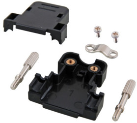 D-Sub connector housing, size: 1 (DE), straight 180°, cable Ø 6 mm, plastic, black, 29415.1